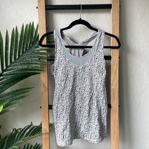 Lululemon Turbo Grey Floral Cut Out Workout Athletic Tank Top